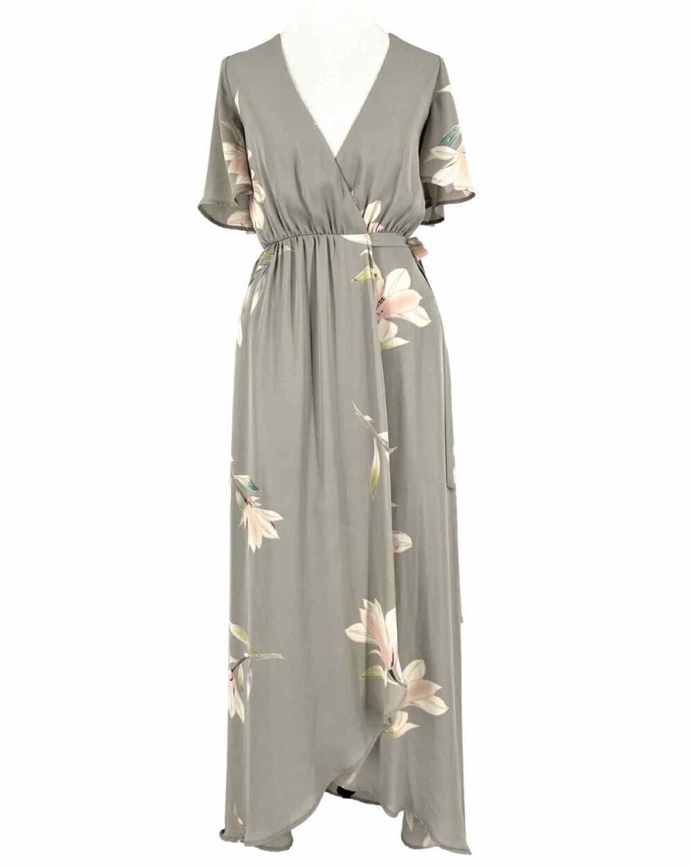 Show Me Your Mumu Size XXS Gray/Multi Floral Belted Designer Dress Maxi